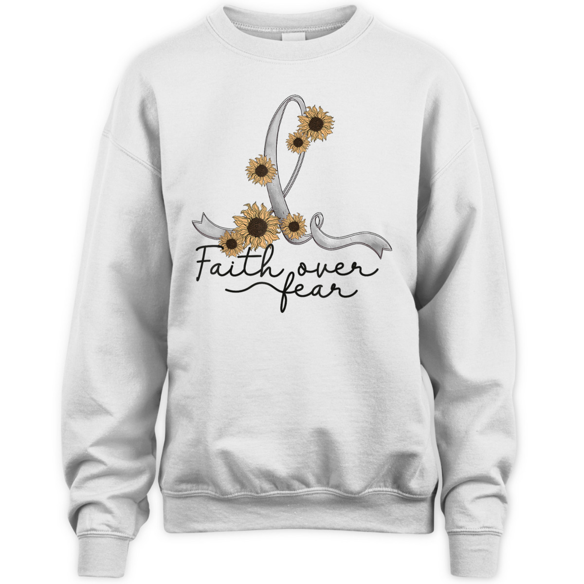 Brain Tumor Cancer Awareness Sunflower Christian Faith Over Fear T-Shirt Brain Tumor Cancer Awareness Sunflower Christian Faith Over Fear T-Shirt