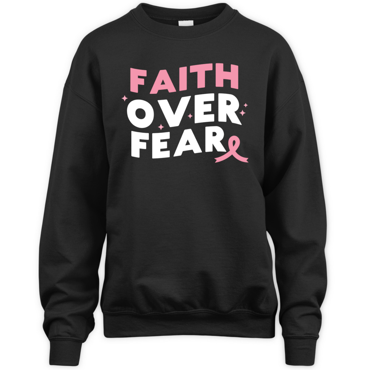 Breast Cancer Faith Over Fear Pink Ribbon Christian T-Shirt Breast Cancer Faith Over Fear Pink Ribbon Christian T-Shirt