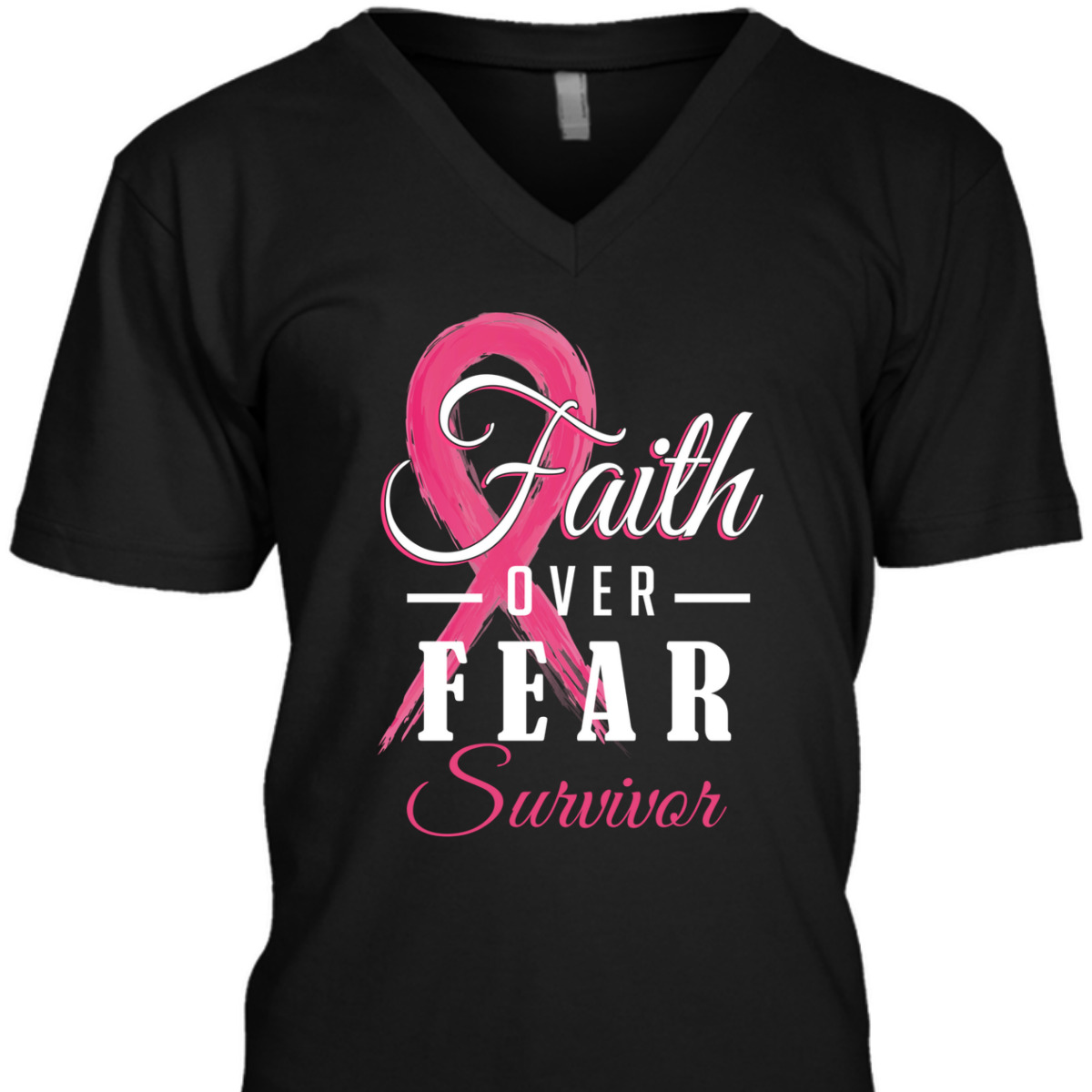Breast Cancer Survivor Christian Faith Over Fear Pink Ribbon T-Shirt Breast Cancer Survivor Christian Faith Over Fear Pink Ribbon T-Shirt
