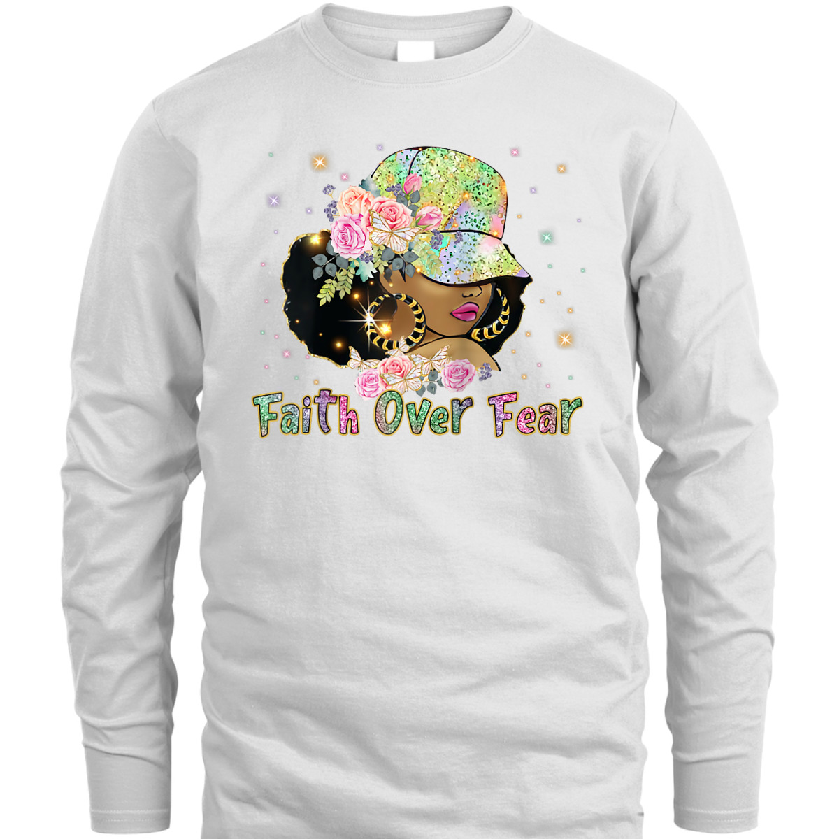 Black Woman Afro Melanin Christian Faith African American Faith Over Fear T-Shirt Black Woman Afro Melanin Christian Faith African American Faith Over Fear T-Shirt