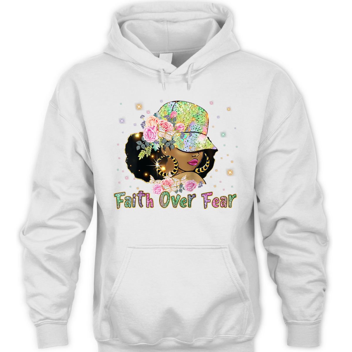 Black Woman Afro Melanin Christian Faith African American Faith Over Fear T-Shirt