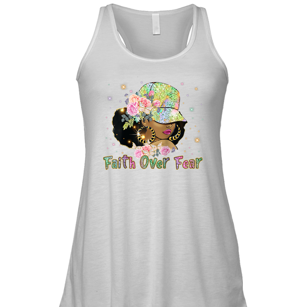 Black Woman Afro Melanin Christian Faith African American Faith Over Fear T-Shirt