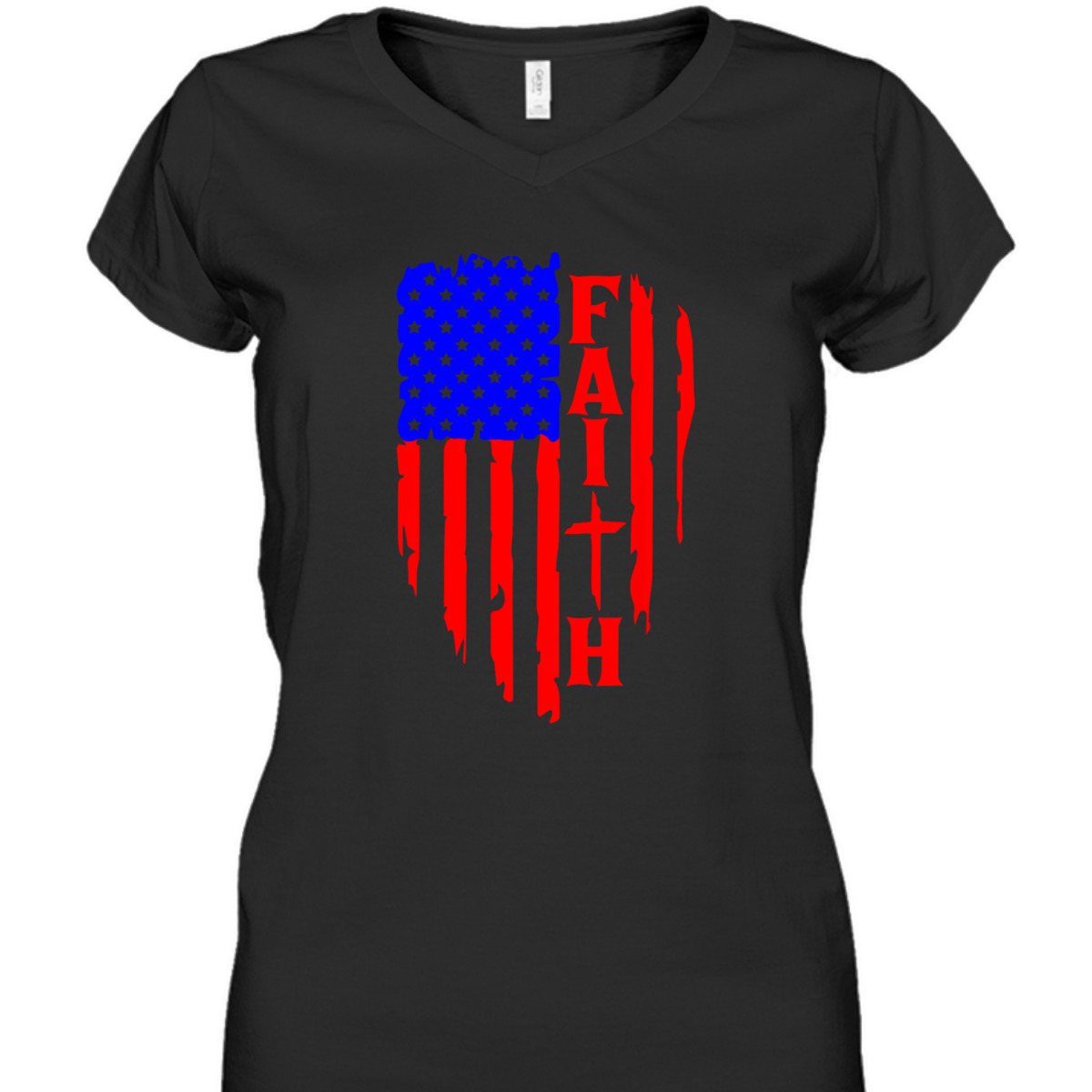 4th Of July Independence Day T-Shirt Christian Faith With Cross And Rustic US Flag 4th Of July Independence Day T-Shirt Christian Faith With Cross And Rustic US Flag