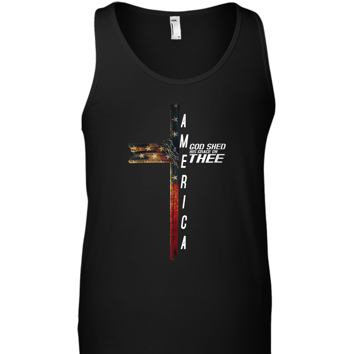 Christian Cross With US Flag America God Shed His Grace On Thee 4th Of July Independence Day T-Shirt Christian Cross With US Flag America God Shed His Grace On Thee 4th Of July Independence Day T-Shirt