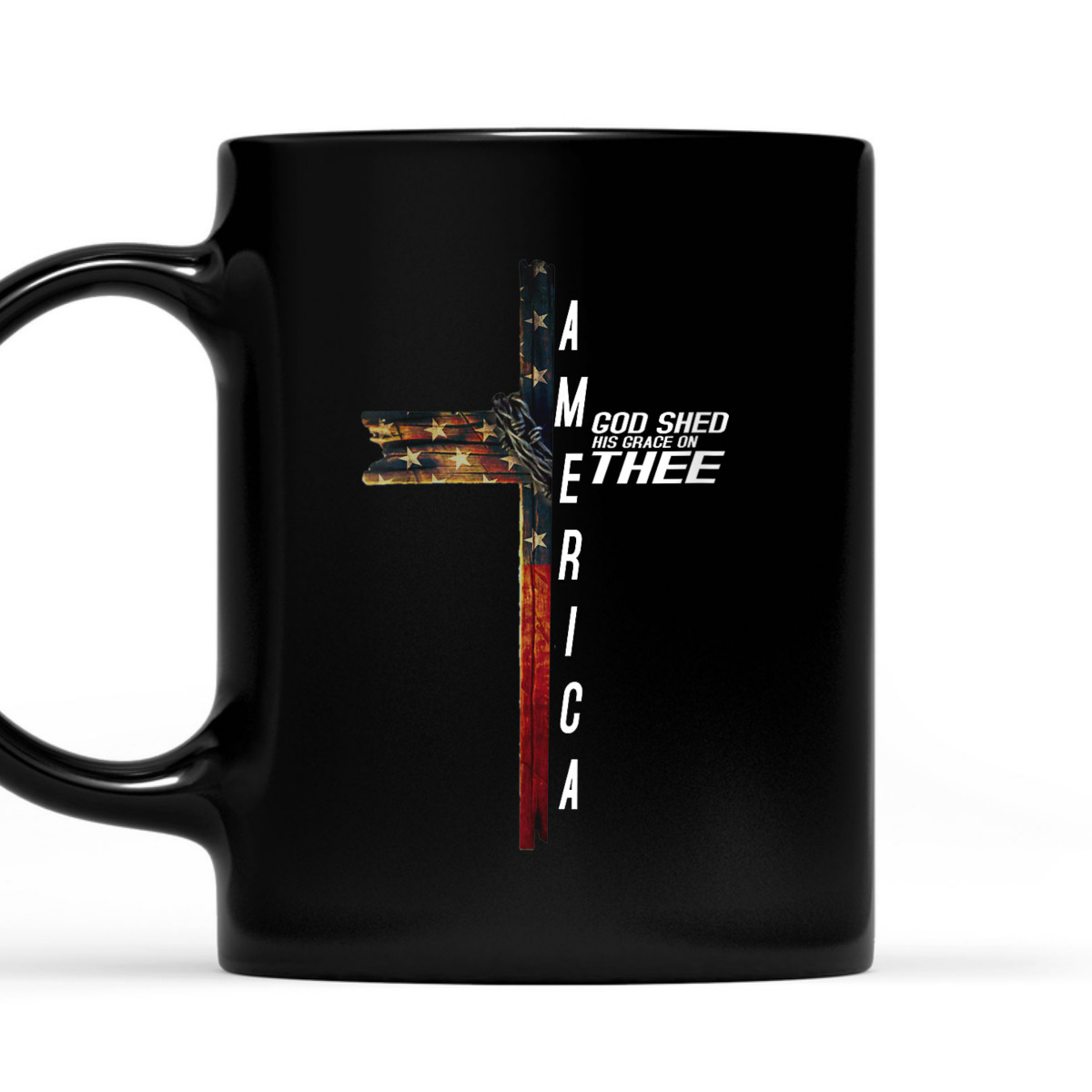 Christian Cross With US Flag America God Shed His Grace On Thee 4th Of July Independence Day T-Shirt Christian Cross With US Flag America God Shed His Grace On Thee 4th Of July Independence Day T-Shirt