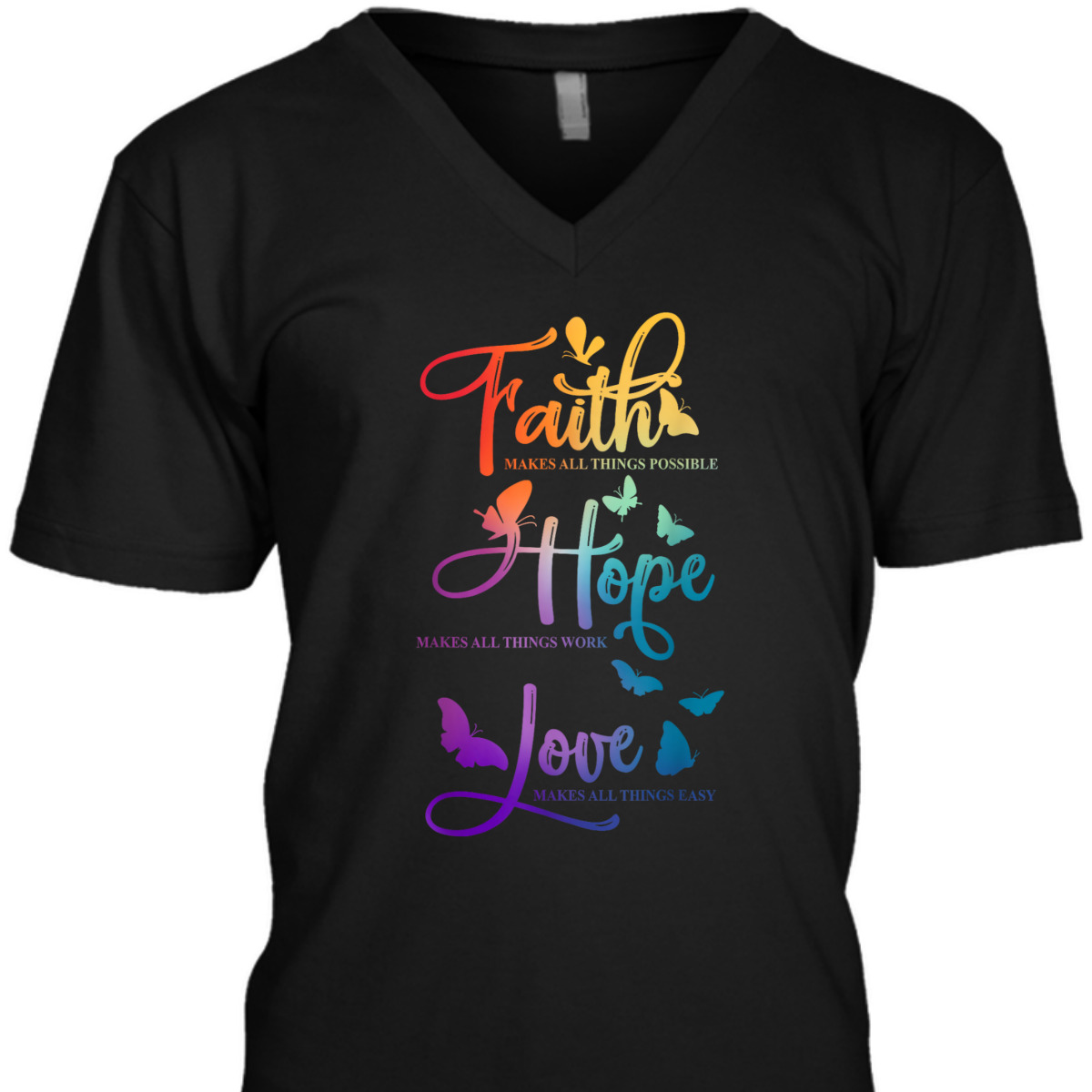 Colorful Faith Hope Love Christian Butterfly Bible Quote Religious T-Shirt Colorful Faith Hope Love Christian Butterfly Bible Quote Religious T-Shirt