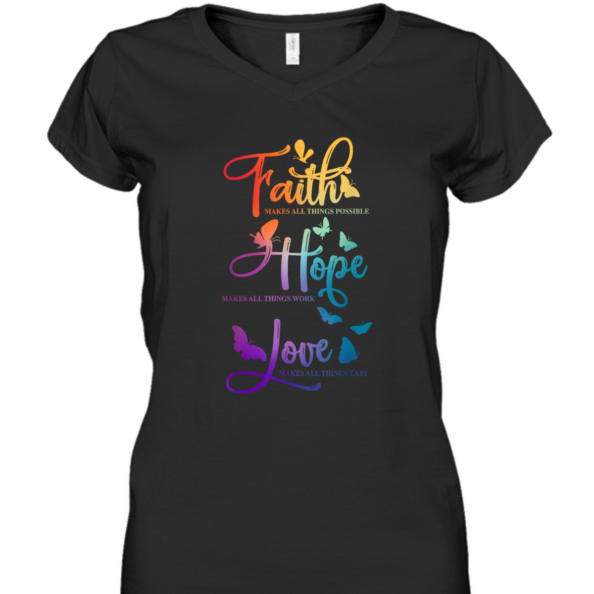 Colorful Faith Hope Love Christian Butterfly Bible Quote Religious T-Shirt Colorful Faith Hope Love Christian Butterfly Bible Quote Religious T-Shirt