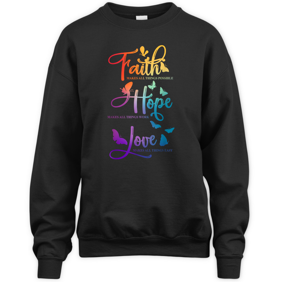 Colorful Faith Hope Love Christian Butterfly Bible Quote Religious T-Shirt Colorful Faith Hope Love Christian Butterfly Bible Quote Religious T-Shirt