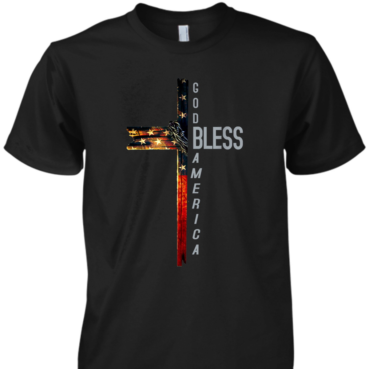 Christian Cross With Flag USA God Bless America 4th Of July T-Shirt Christian Cross With Flag USA God Bless America 4th Of July T-Shirt
