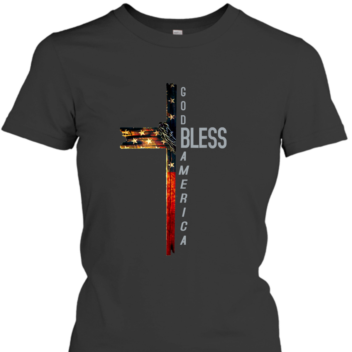 Christian Cross With Flag USA God Bless America 4th Of July T-Shirt Christian Cross With Flag USA God Bless America 4th Of July T-Shirt