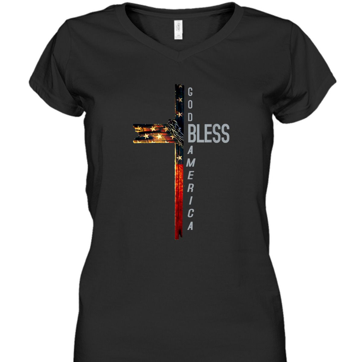 Christian Cross With Flag USA God Bless America 4th Of July T-Shirt Christian Cross With Flag USA God Bless America 4th Of July T-Shirt