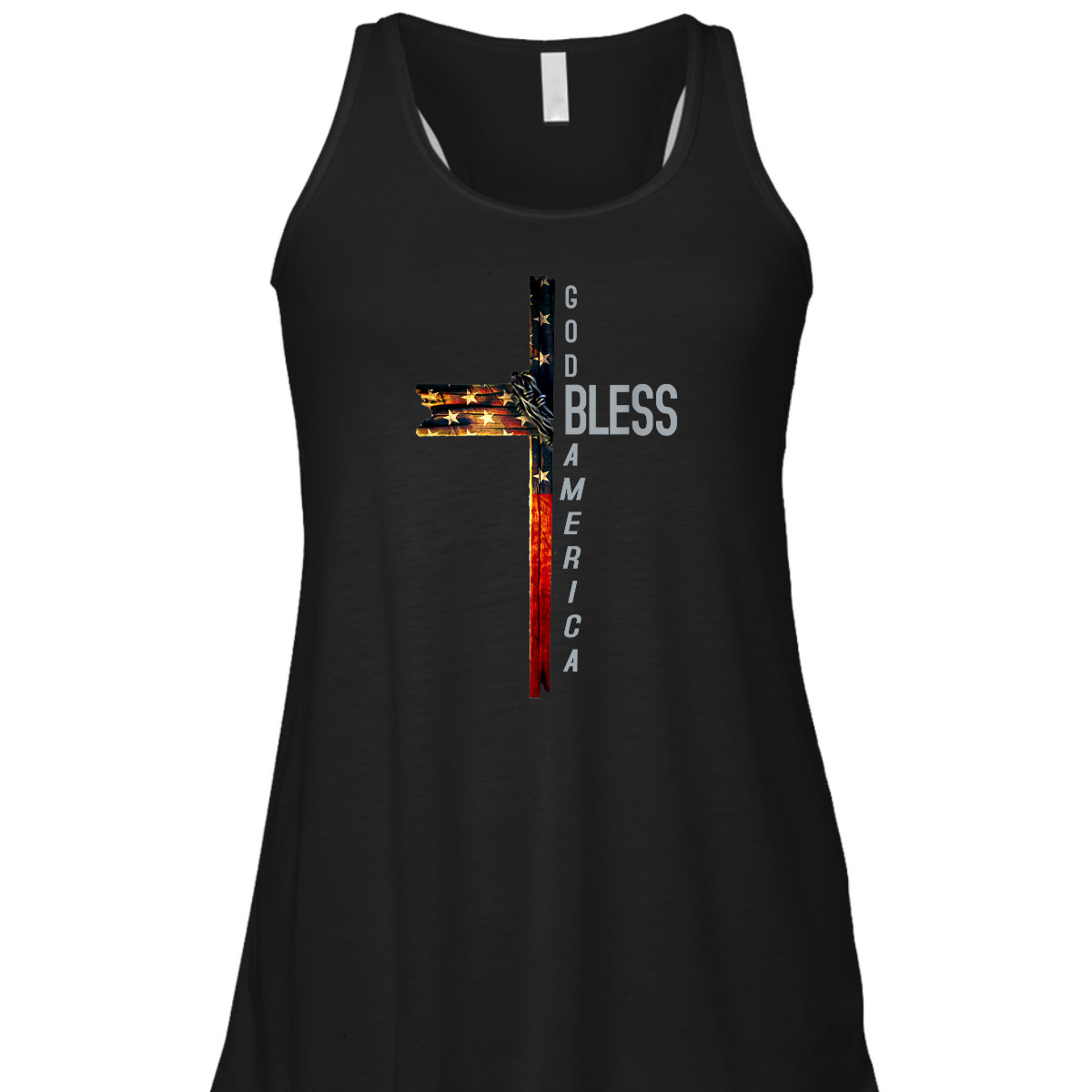 Christian Cross With Flag USA God Bless America 4th Of July T-Shirt Christian Cross With Flag USA God Bless America 4th Of July T-Shirt
