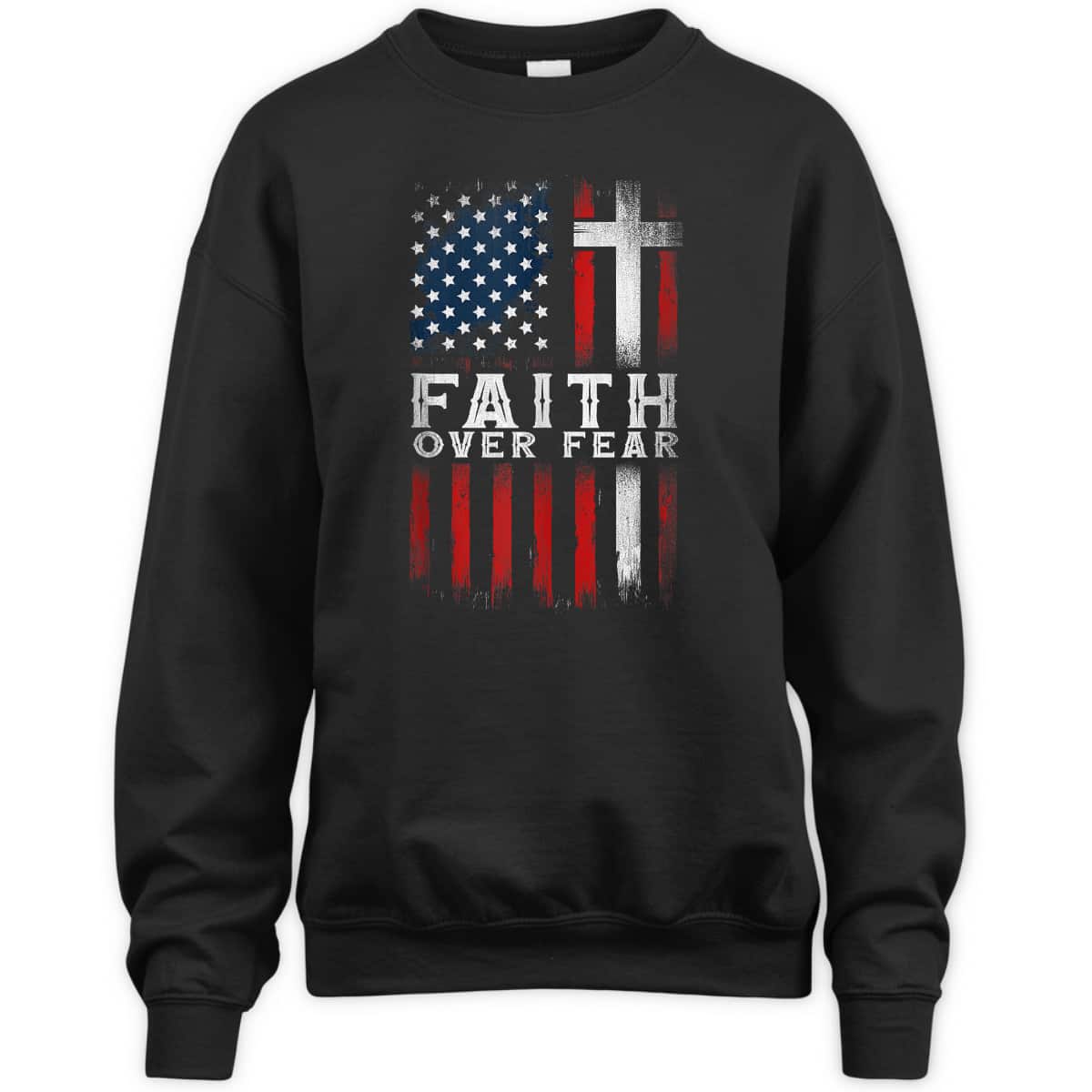 Faith Over Fear Christian Cross USA American Flag T-Shirt Faith Over Fear Christian Cross USA American Flag T-Shirt