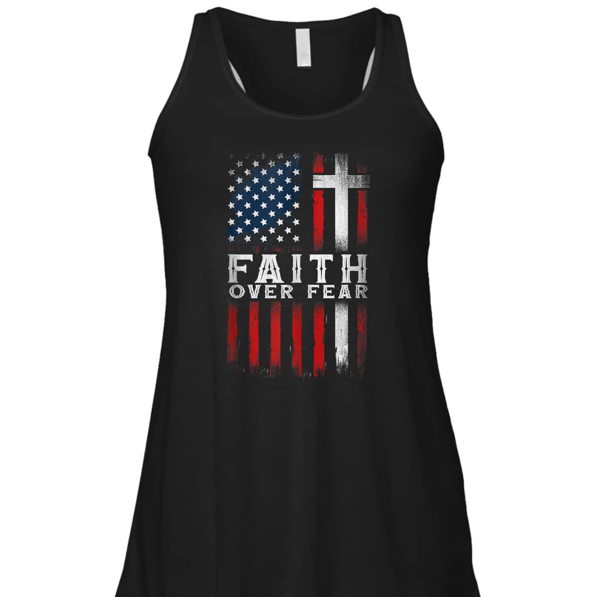 Faith Over Fear Christian Cross USA American Flag T-Shirt Faith Over Fear Christian Cross USA American Flag T-Shirt