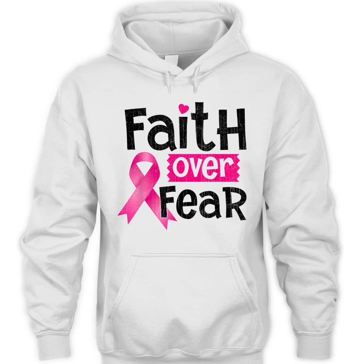 Faith Over Fear Love Breast Cancer Awareness Pink Ribbon T-Shirt