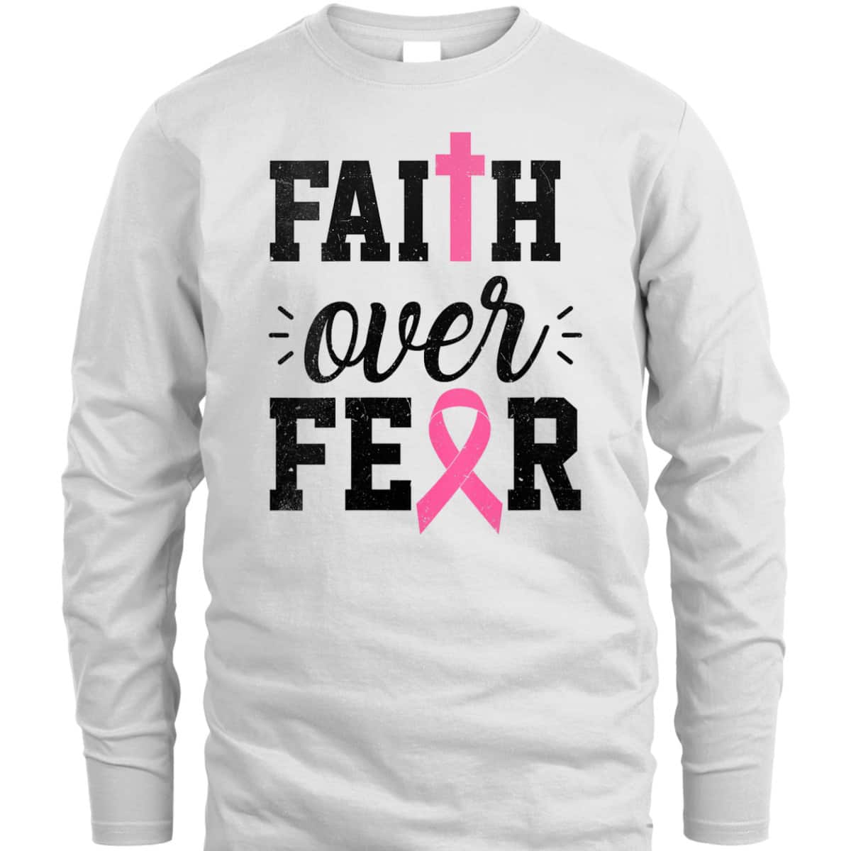 Christian Faith Over Fear October Breast Cancer Awareness Month T-Shirt