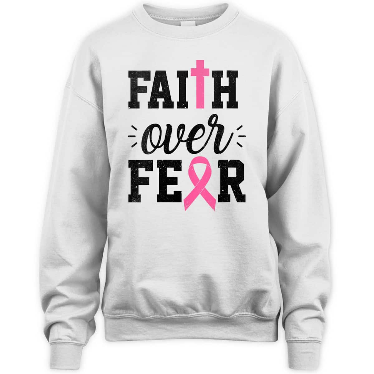 Christian Faith Over Fear October Breast Cancer Awareness Month T-Shirt