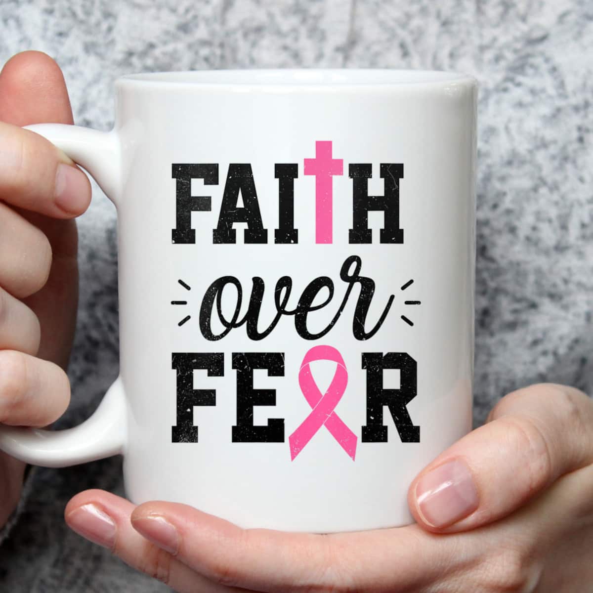 Christian Faith Over Fear October Breast Cancer Awareness Month T-Shirt