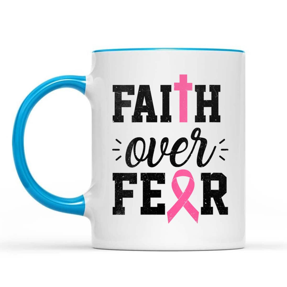 Christian Faith Over Fear October Breast Cancer Awareness Month T-Shirt