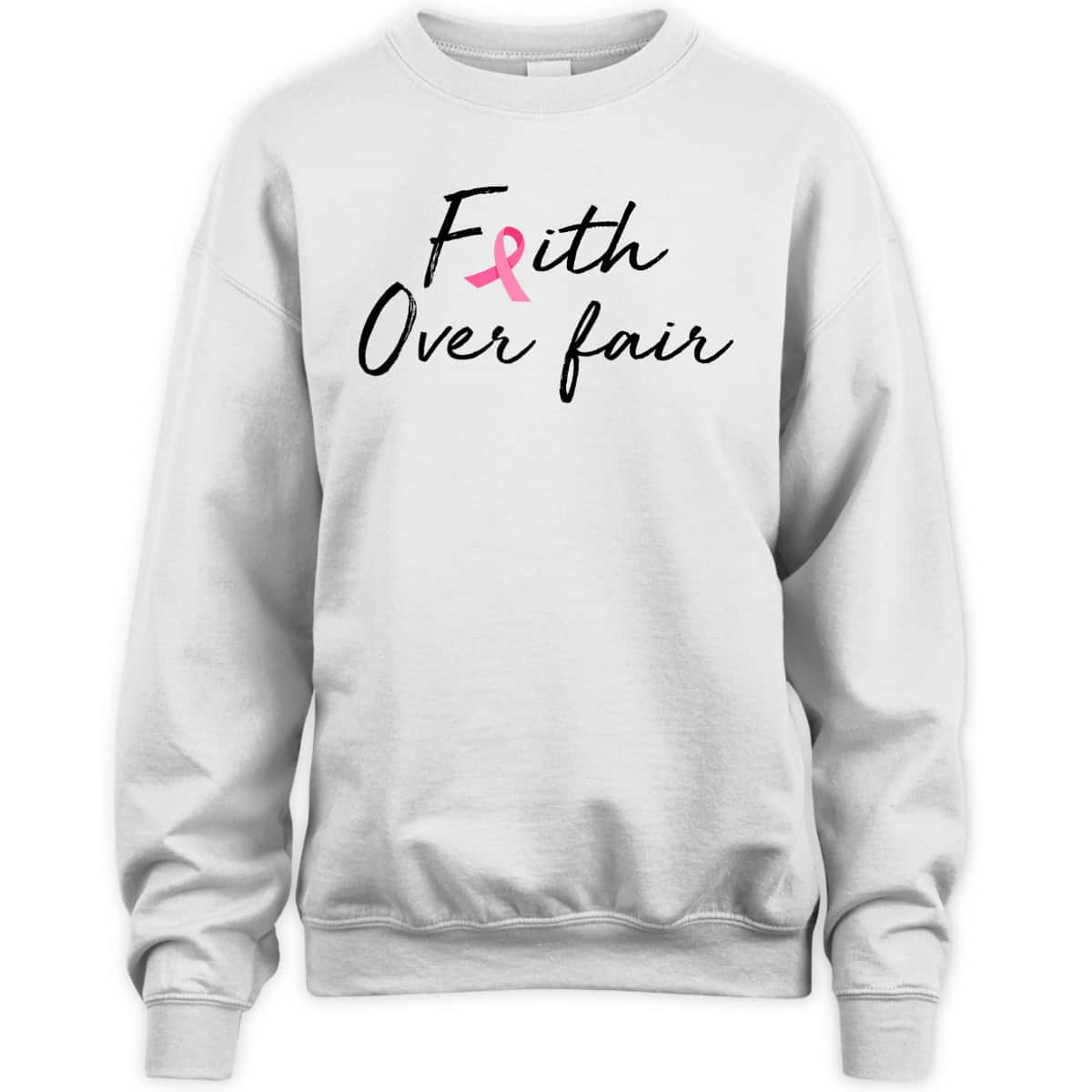 Breast Cancer Awareness Pink Ribbon Faith Over Fear Christian T-Shirt