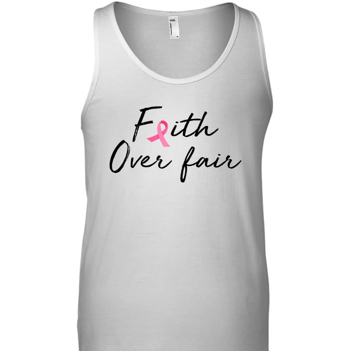 Breast Cancer Awareness Pink Ribbon Faith Over Fear Christian T-Shirt