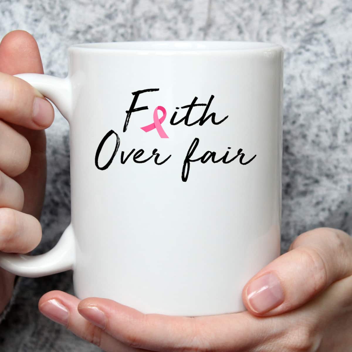 Breast Cancer Awareness Pink Ribbon Faith Over Fear Christian T-Shirt