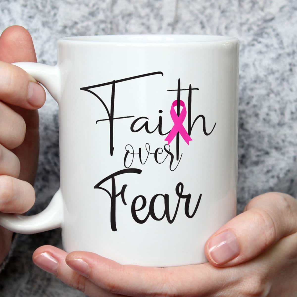 Christian Faith Over Fear Pink Ribbon Breast Cancer Support T-Shirt Christian Faith Over Fear Pink Ribbon Breast Cancer Support T-Shirt