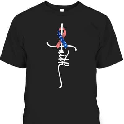 American Flag Faith Cross United States US Patriotic 4th Of July Independence Day T-Shirt