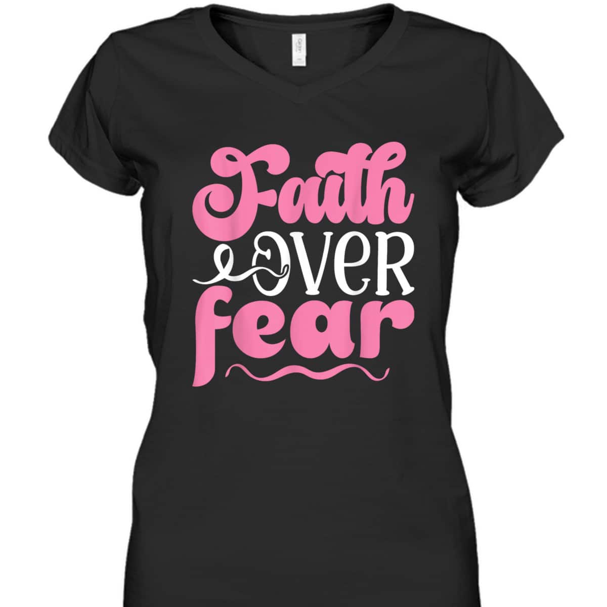 Breast Cancer Awareness Faith Over Fear Religious T-Shirt Breast Cancer Awareness Faith Over Fear Religious T-Shirt