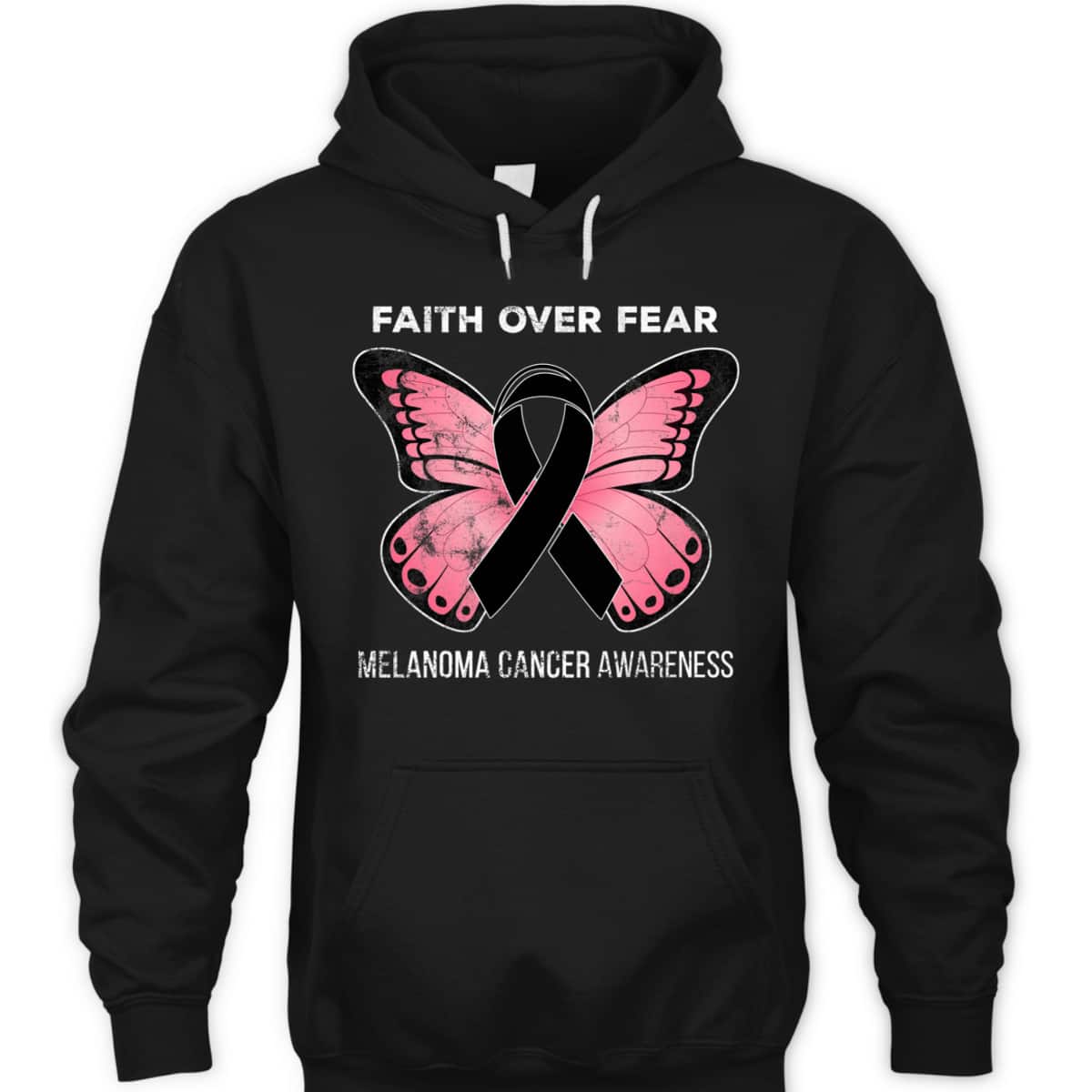 Christian Faith Over Fear Melanoma Skin Cancer Awareness Butterfly T-Shirt