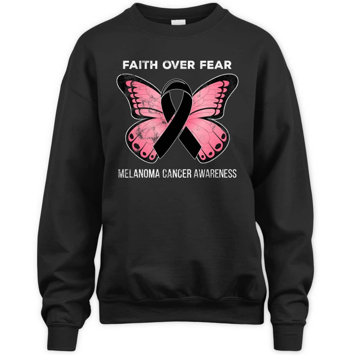 Christian Faith Over Fear Melanoma Skin Cancer Awareness Butterfly T-Shirt