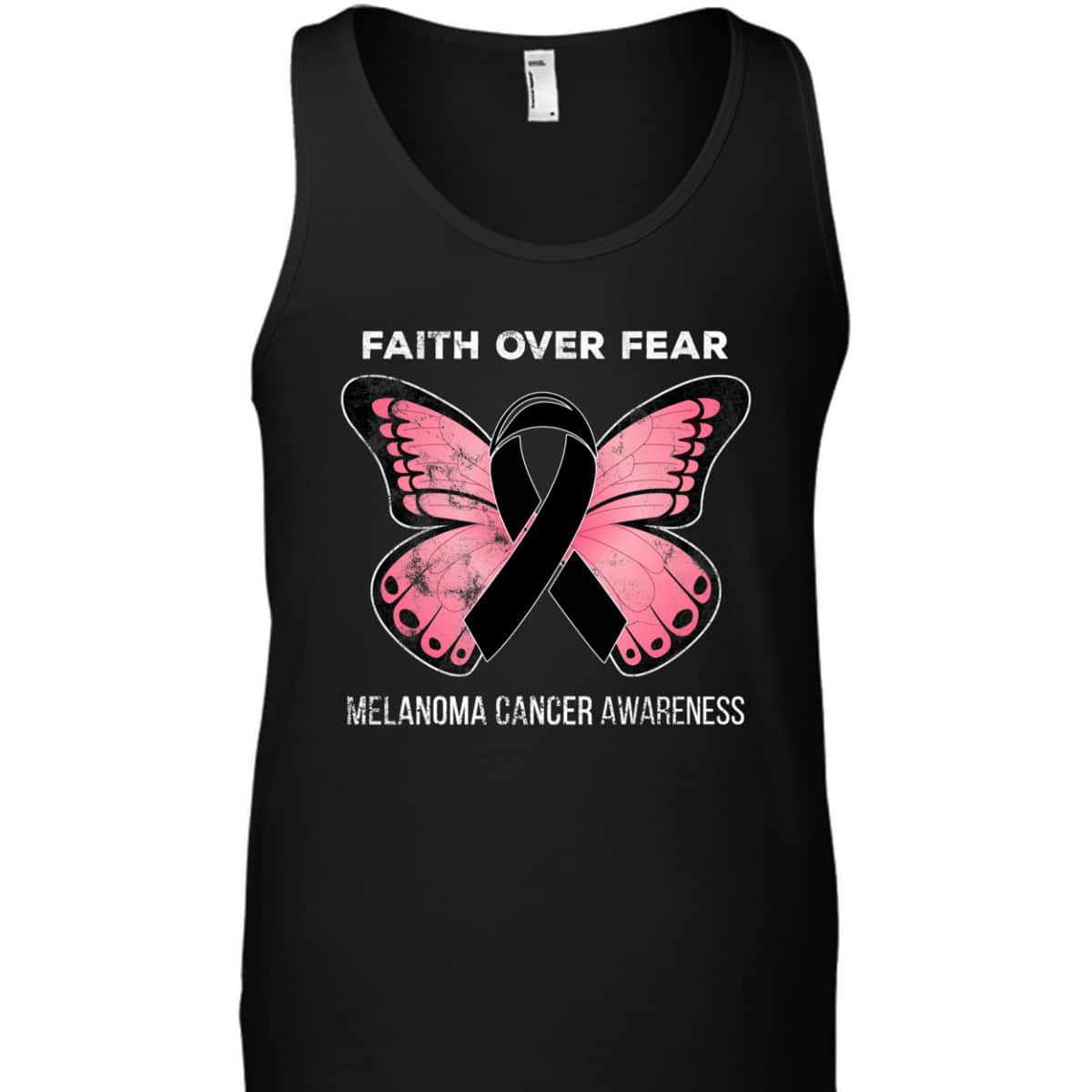 Christian Faith Over Fear Melanoma Skin Cancer Awareness Butterfly T-Shirt