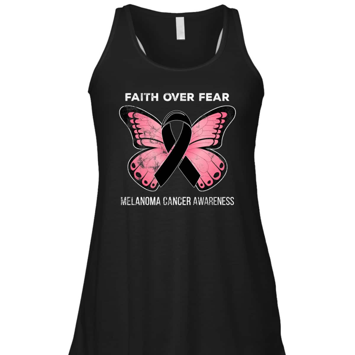 Christian Faith Over Fear Melanoma Skin Cancer Awareness Butterfly T-Shirt