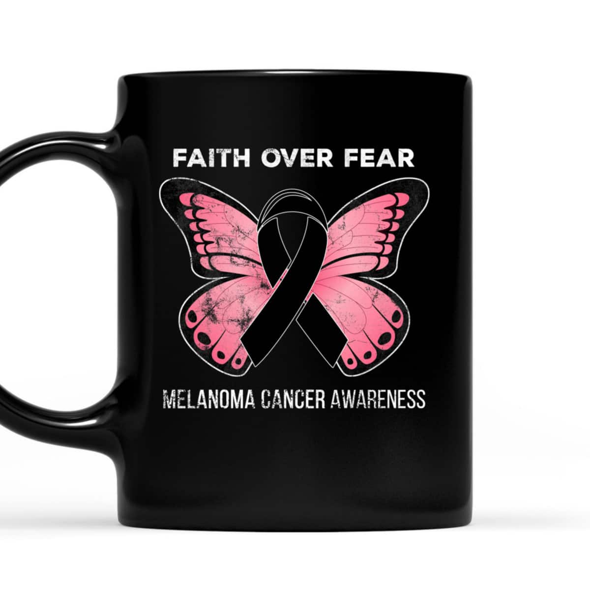 Christian Faith Over Fear Melanoma Skin Cancer Awareness Butterfly T-Shirt