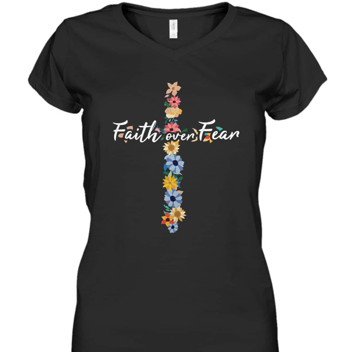 Faith Over Fear Cross Inspirational Christian Religious T-Shirt