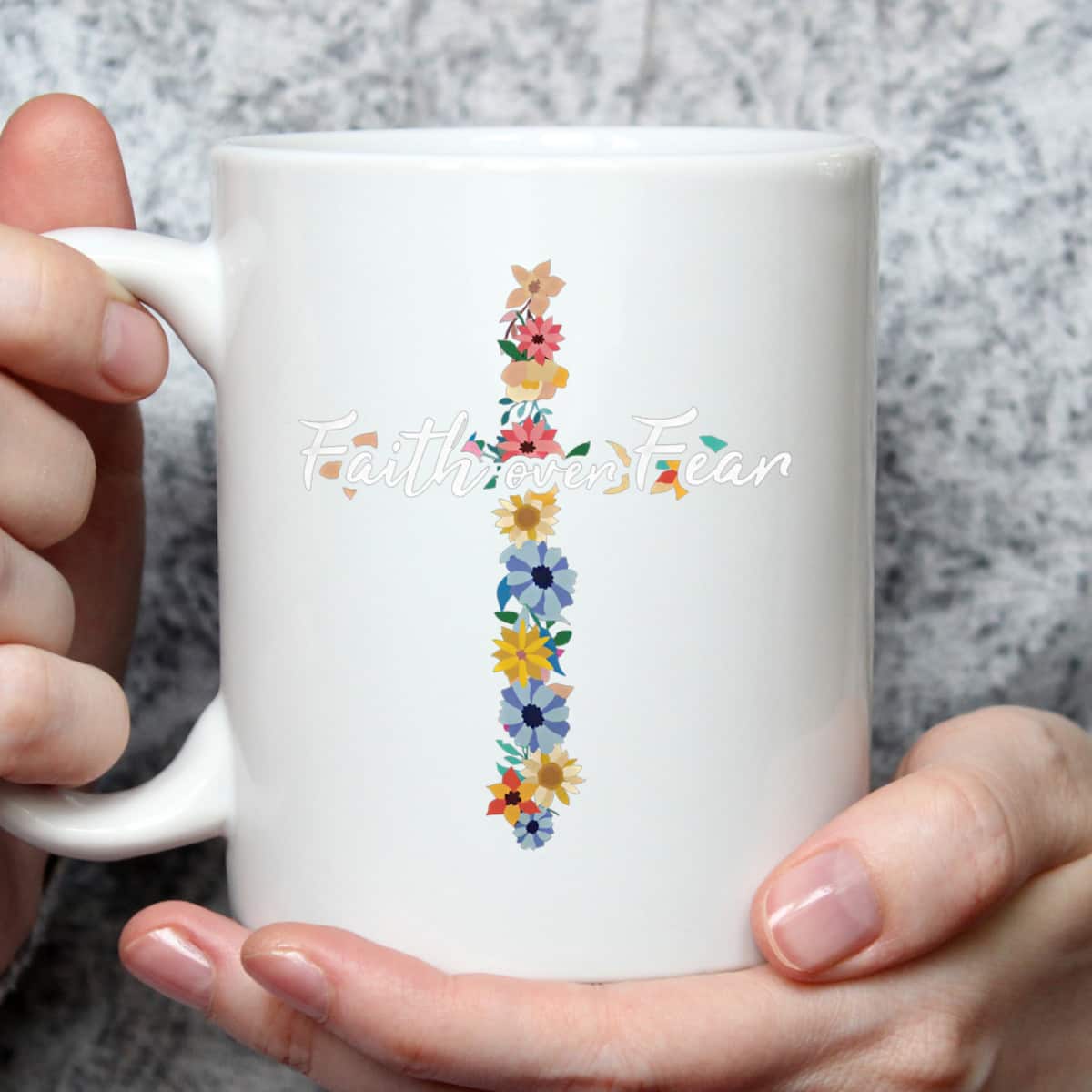 Faith Over Fear Cross Inspirational Christian Religious T-Shirt