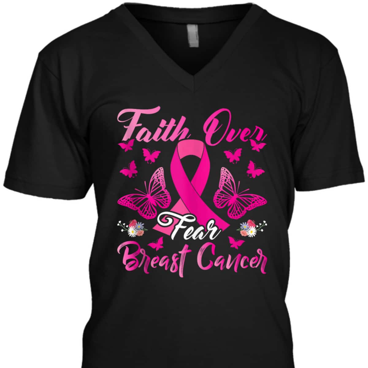 Christian Faith Over Fear T-Shirt Breast Cancer Awareness