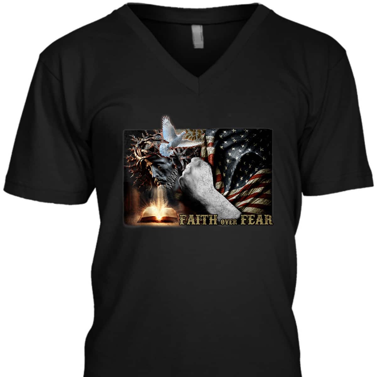 4th Of July Faith Over Fears Jesus USA Flag Patriot Independence Day T-Shirt 4th Of July Faith Over Fears Jesus USA Flag Patriot Independence Day T-Shirt