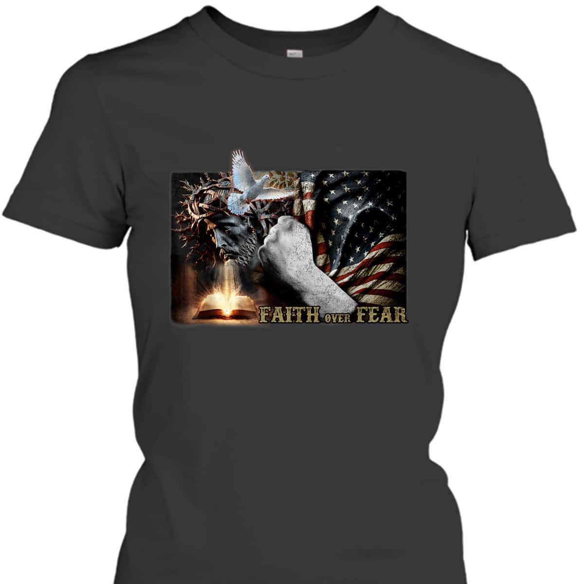 4th Of July Faith Over Fears Jesus USA Flag Patriot Independence Day T-Shirt 4th Of July Faith Over Fears Jesus USA Flag Patriot Independence Day T-Shirt
