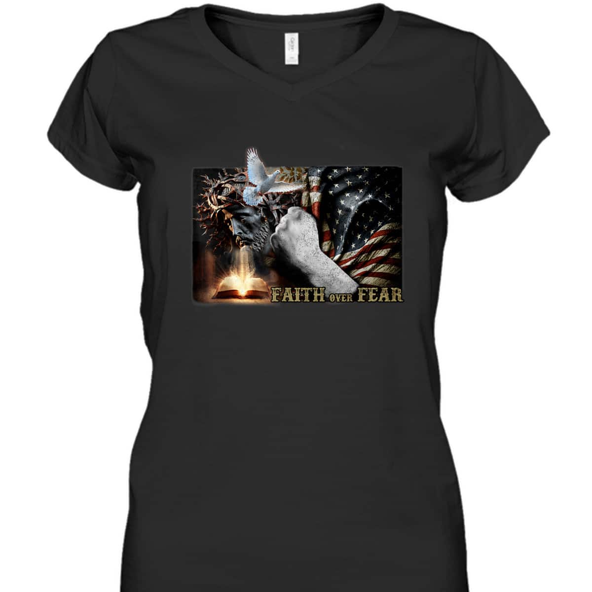 4th Of July Faith Over Fears Jesus USA Flag Patriot Independence Day T-Shirt 4th Of July Faith Over Fears Jesus USA Flag Patriot Independence Day T-Shirt