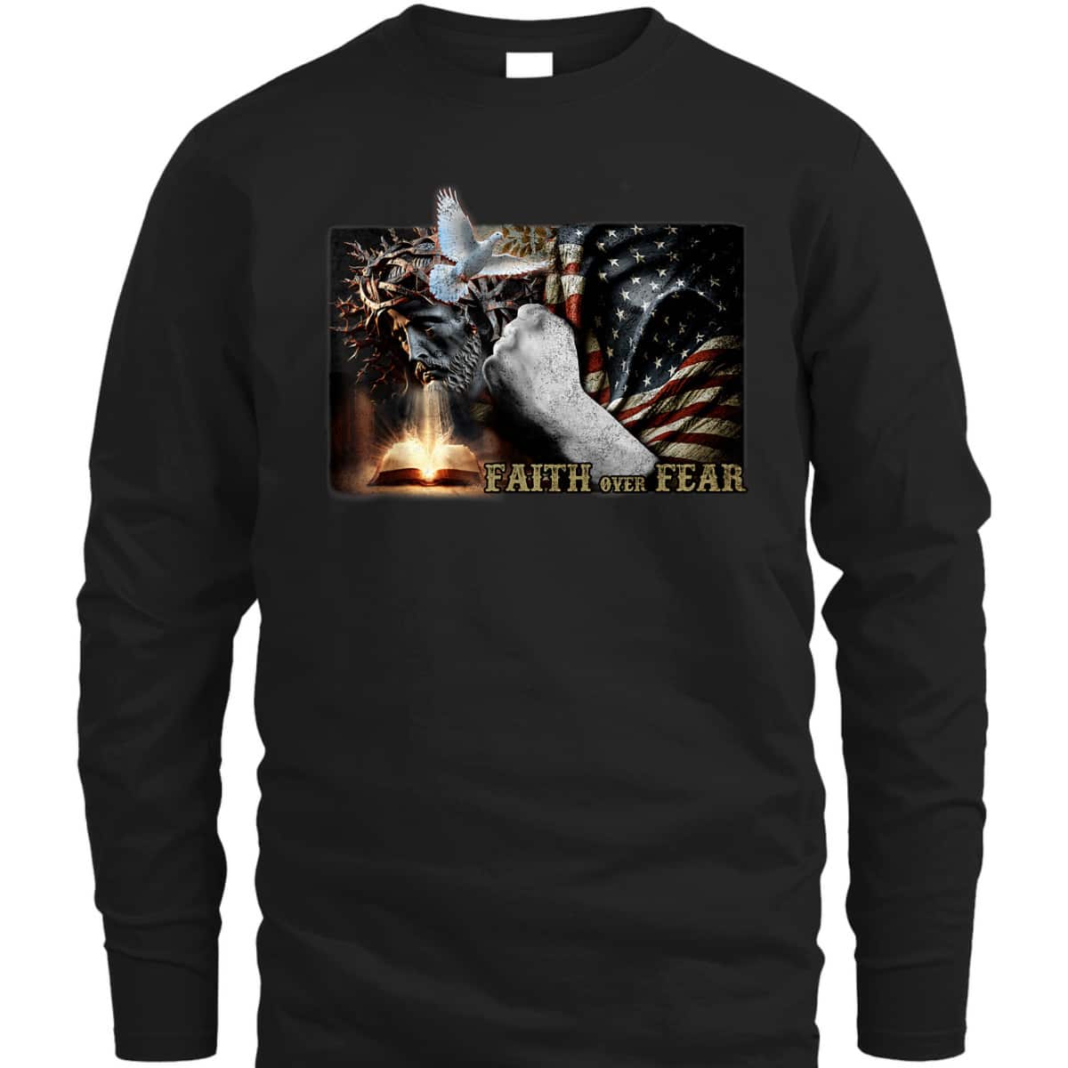 4th Of July Faith Over Fears Jesus USA Flag Patriot Independence Day T-Shirt 4th Of July Faith Over Fears Jesus USA Flag Patriot Independence Day T-Shirt
