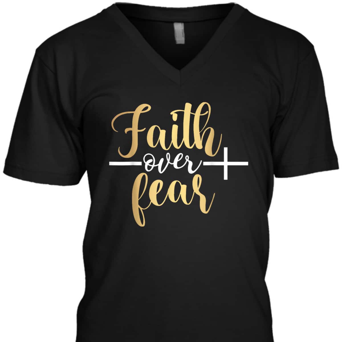 Jesus Christian Cross Faith Over Fear Religious Saying T-Shirt