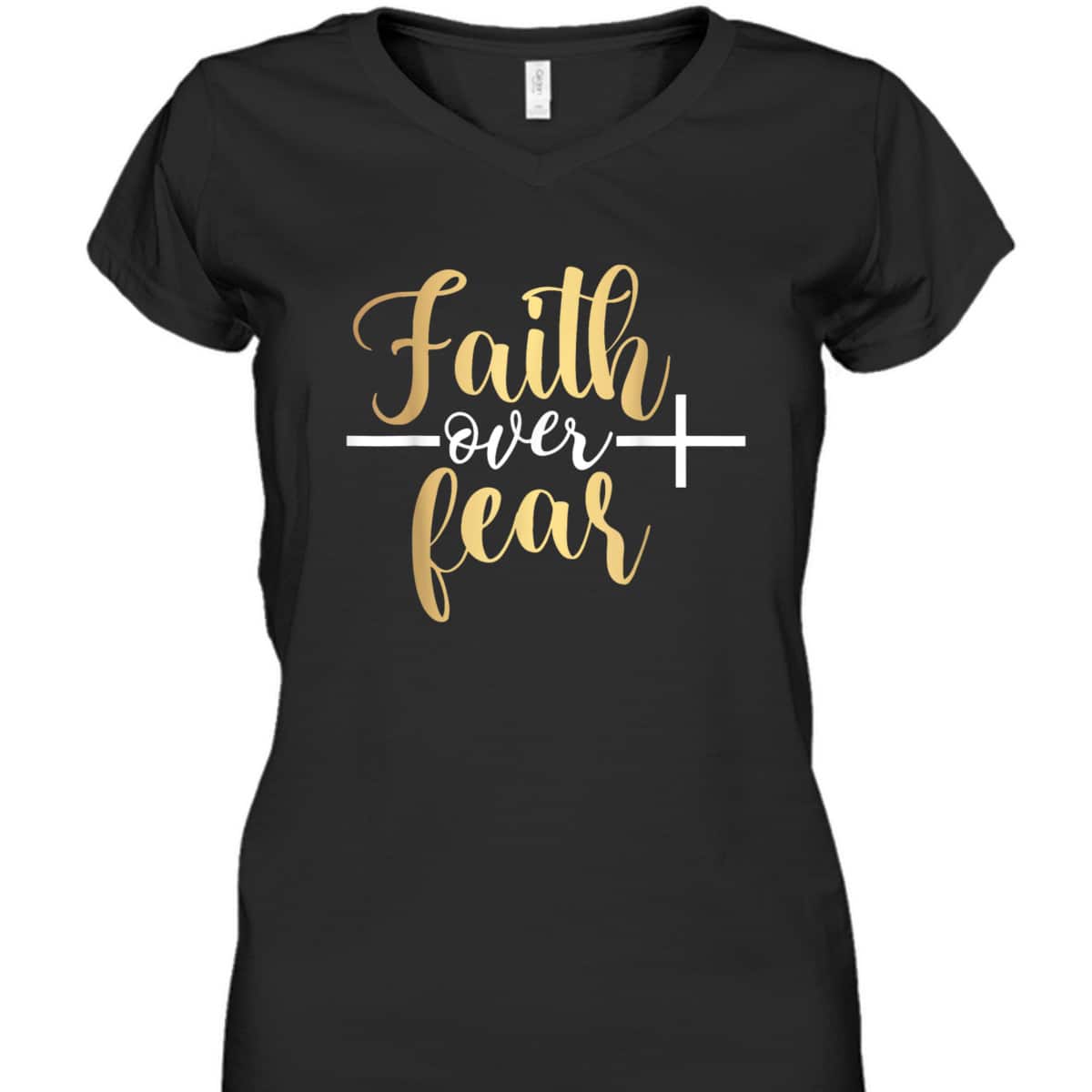 Jesus Christian Cross Faith Over Fear Religious Saying T-Shirt Jesus Christian Cross Faith Over Fear Religious Saying T-Shirt