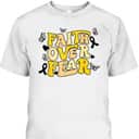 Faith Over Fear Sarcoma Cancer Awareness Yellow Ribbon Retro T-Shirt Faith Over Fear Sarcoma Cancer Awareness Yellow Ribbon Retro T-Shirt