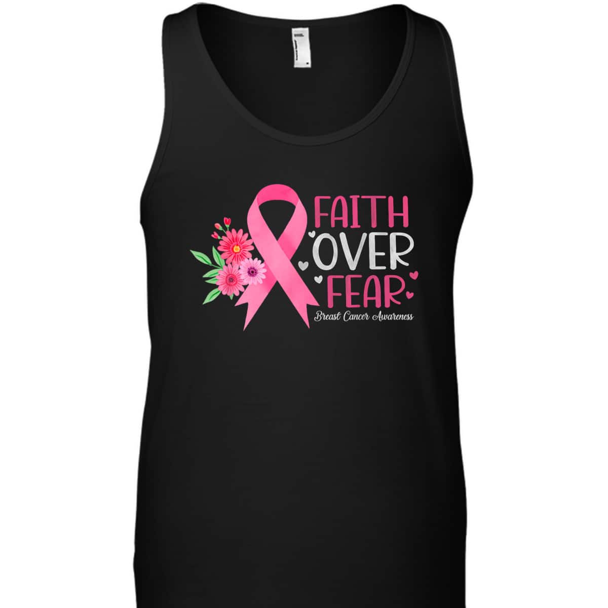 Pink Ribbon Breast Cancer Awareness Christian Faith Over Fear T-Shirt Pink Ribbon Breast Cancer Awareness Christian Faith Over Fear T-Shirt
