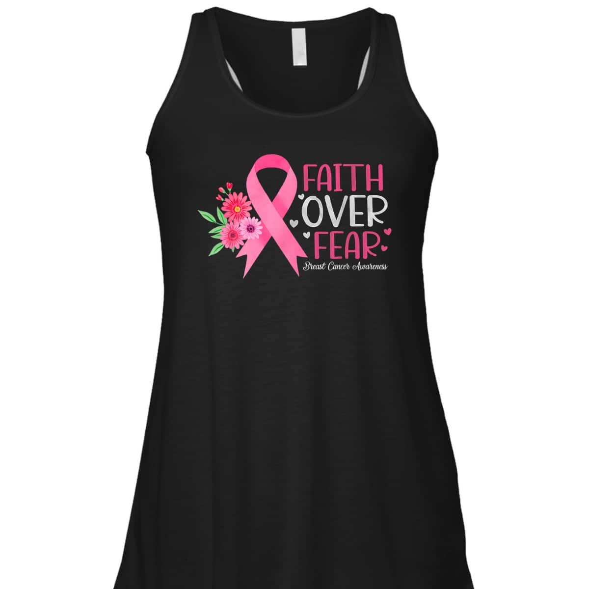 Pink Ribbon Breast Cancer Awareness Christian Faith Over Fear T-Shirt Pink Ribbon Breast Cancer Awareness Christian Faith Over Fear T-Shirt