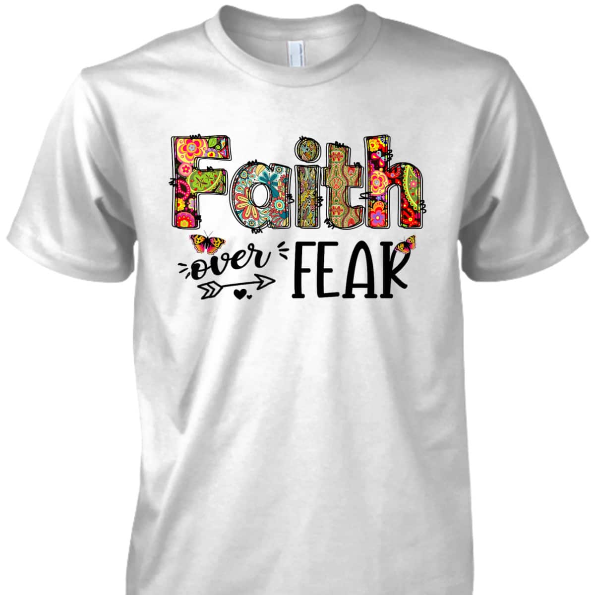 Leopard Floral Cross Faith Over Fear Christian Religious T-Shirt Leopard Floral Cross Faith Over Fear Christian Religious T-Shirt