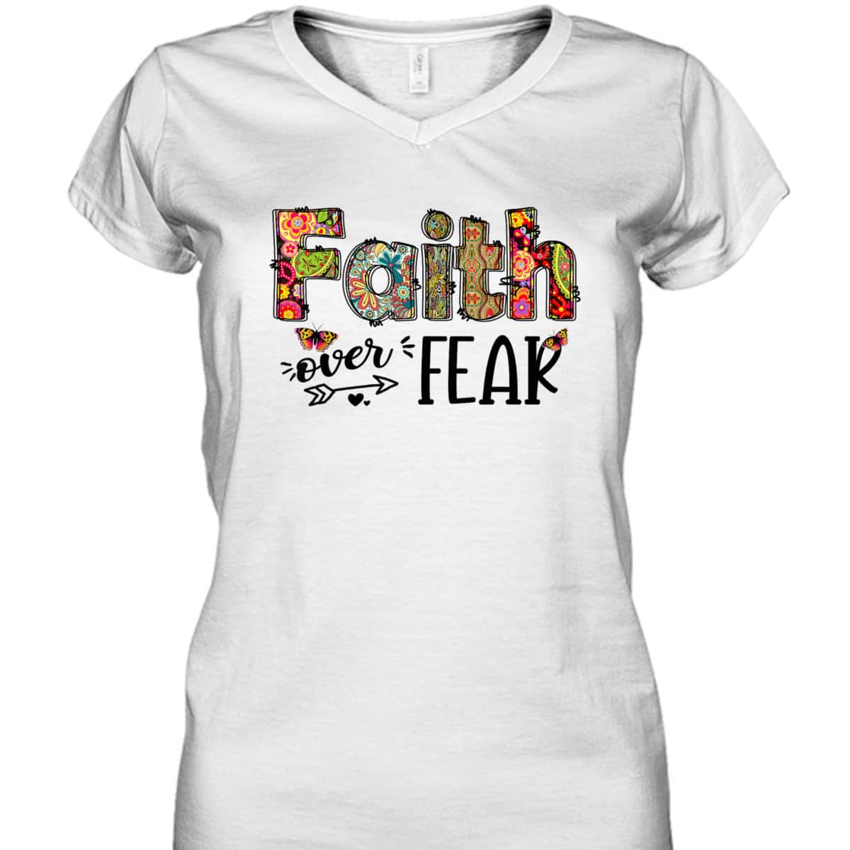 Leopard Floral Cross Faith Over Fear Christian Religious T-Shirt Leopard Floral Cross Faith Over Fear Christian Religious T-Shirt