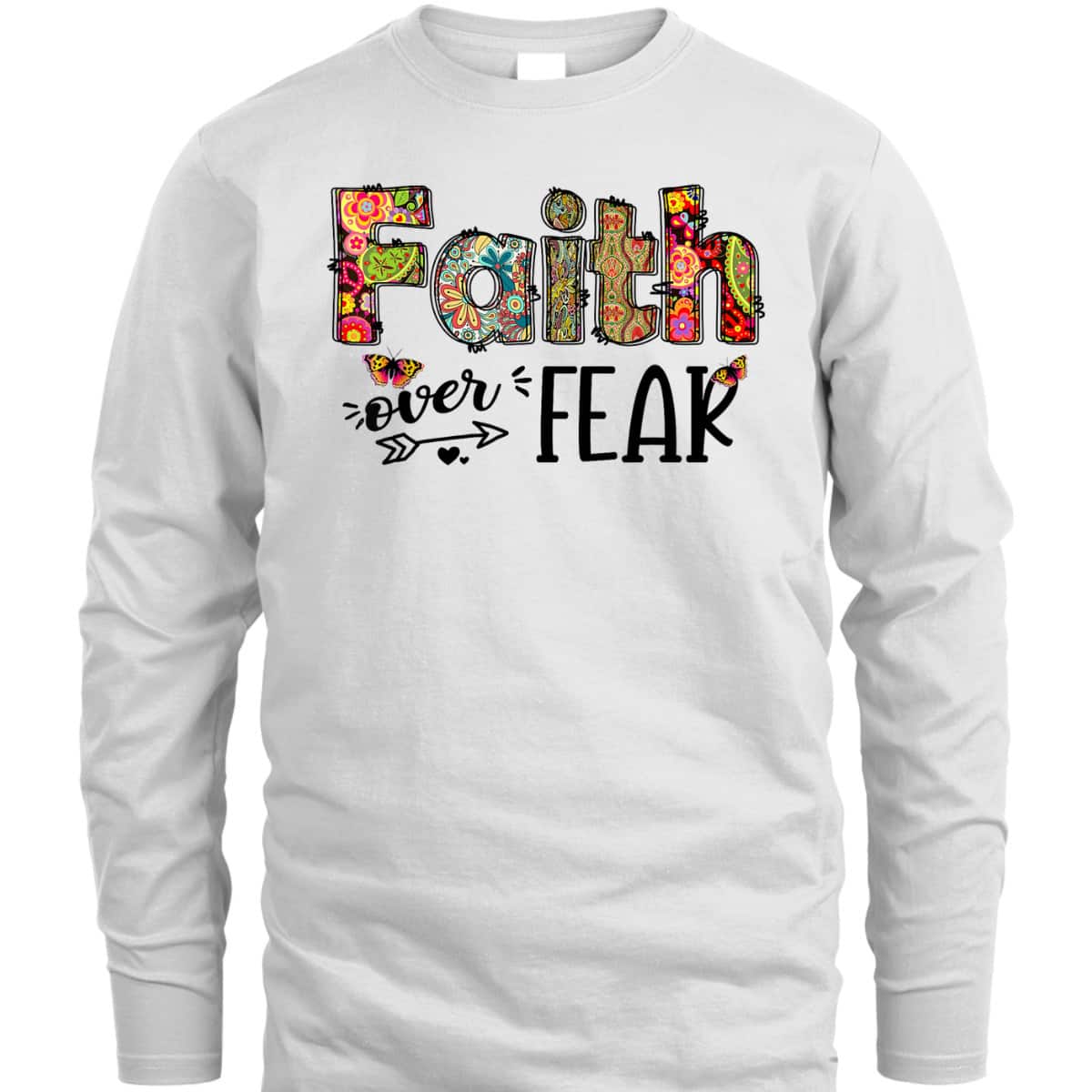 Leopard Floral Cross Faith Over Fear Christian Religious T-Shirt Leopard Floral Cross Faith Over Fear Christian Religious T-Shirt