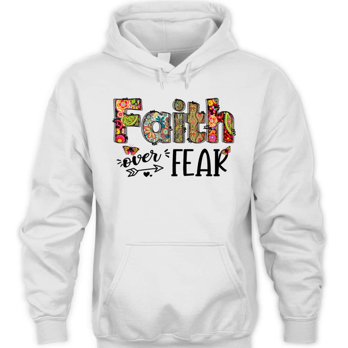 Leopard Floral Cross Faith Over Fear Christian Religious T-Shirt